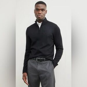 NWT Nordstrom Italian Merino Wool Quarter Zip Sweater in Charcoal Size XXL